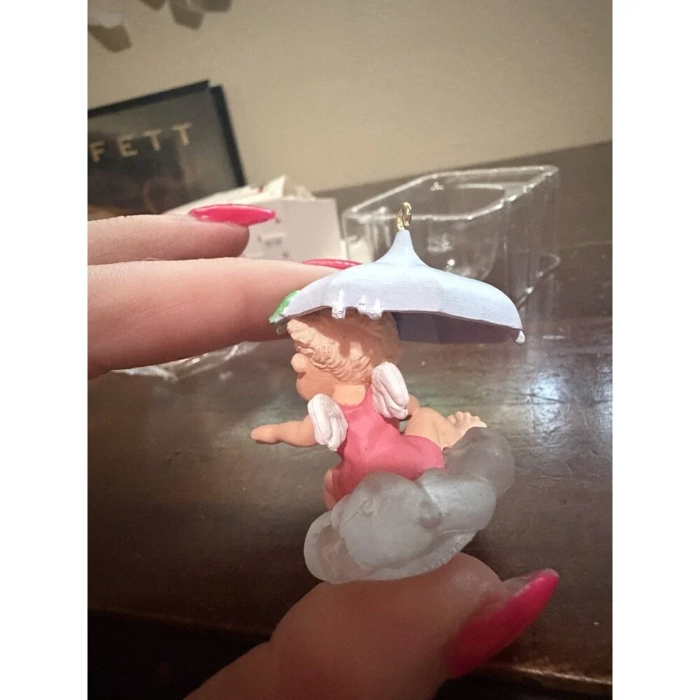 Hallmark Ornament December Showers 1987 Angel Cloud Umbrella Artist Donna Lee
